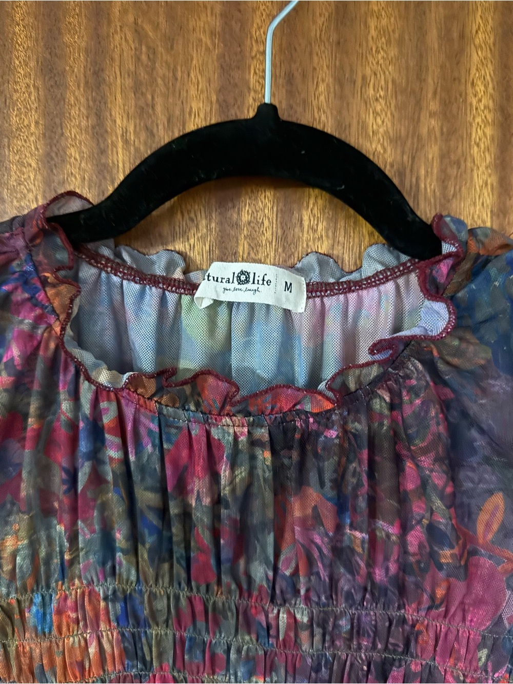Natural Life Juliana Mesh Smocked Top - Picture 2 of 3